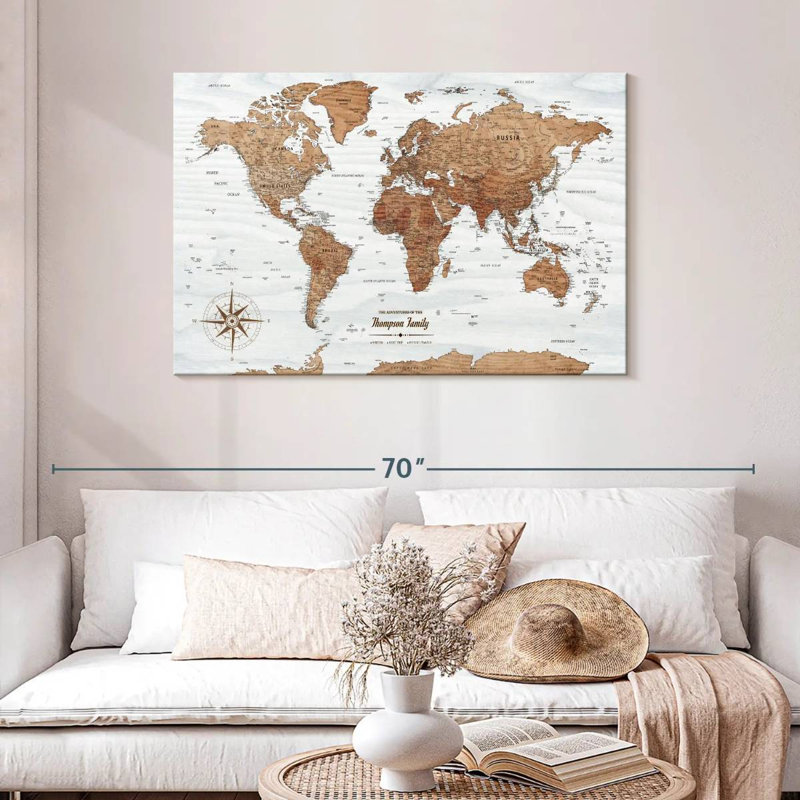 Carte du monde personnalisée à épingler Family VII, H 30 po x l 45 po, Oui