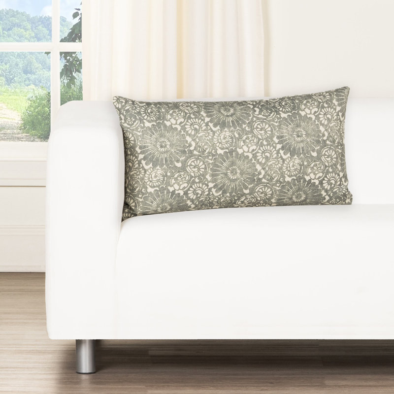 Oreiller en plumes Skywalk, Polyester, Rectangle H 12 po x l 21 po, Floral sempervirent