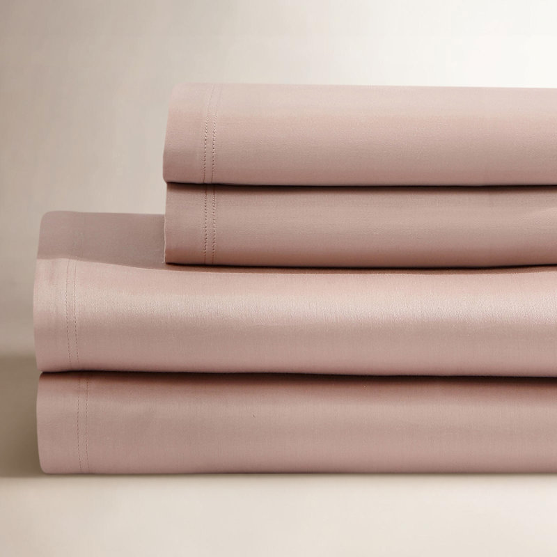 Ensemble de draps 4 pièces Calvin Klein, Ensemble de draps pour très grand lit avec 2 taie, Rose clair