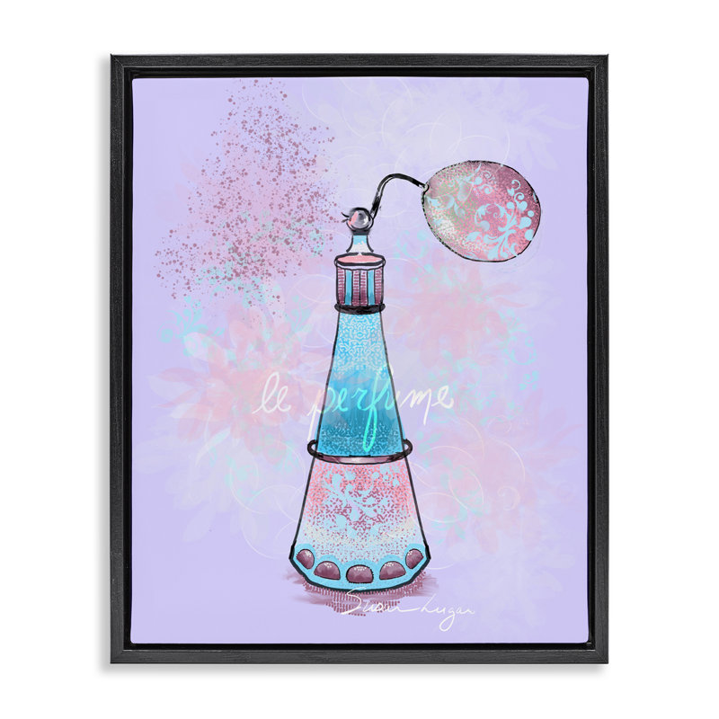 Le parfum sur cadre flottant mauve, design par Susan Lugar, Cadre flottant noir de jais, H 21 po x l 17 po
