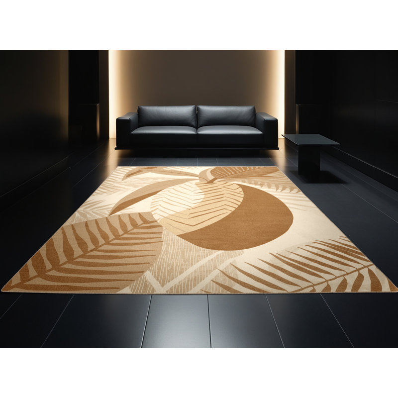 Machine Washable Templeton Mango Tropical Solid Color Rug in Beige – Beige Binding, 4x6