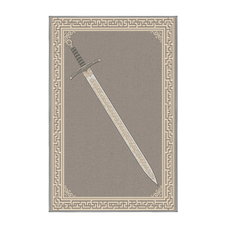 Tapis oriental gris moelleux et moelleux de style épée Dunmore Claymore, 7 x 10