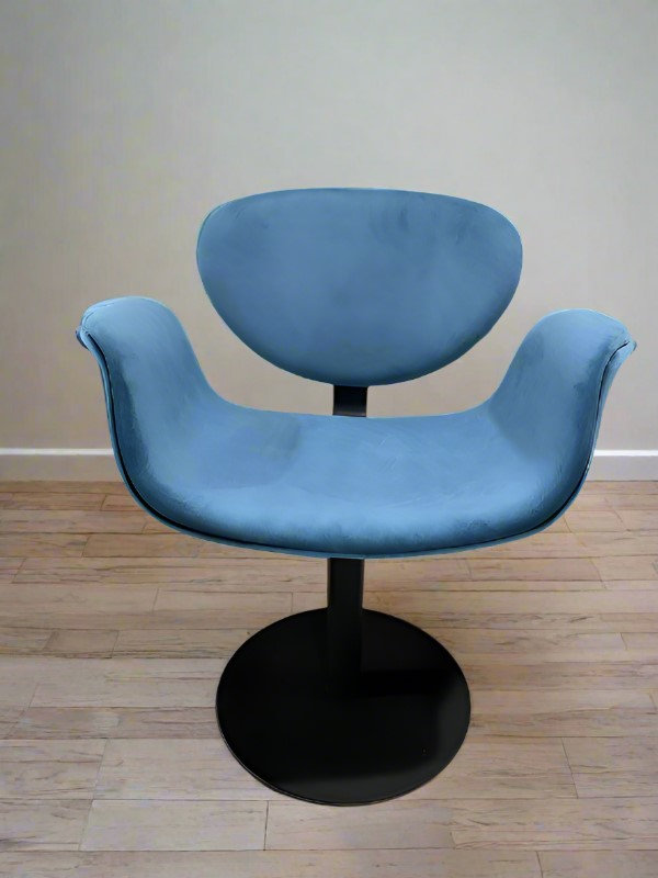 Swivel Tulip Chair with 180-Degree Swivel and Upholstered Seat – Modern Dining, Office, or Accent Chair, Blue