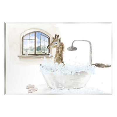 " Giraffe Bubble Bath Animal Scene "