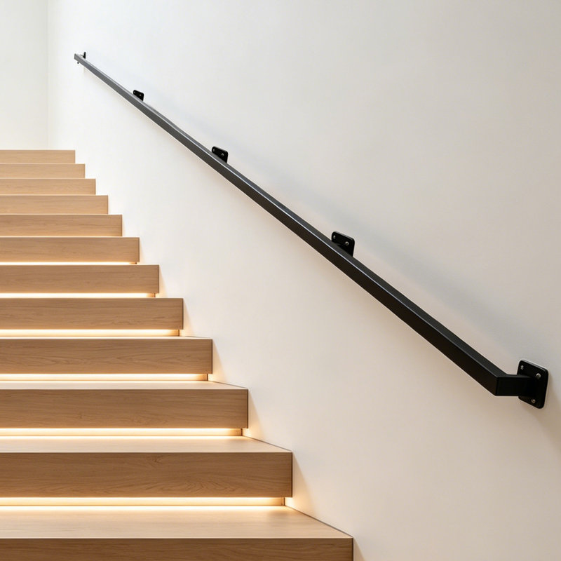 Wall-Mounted Metal Hand Rail for Loft Porch Deck, 144" W
