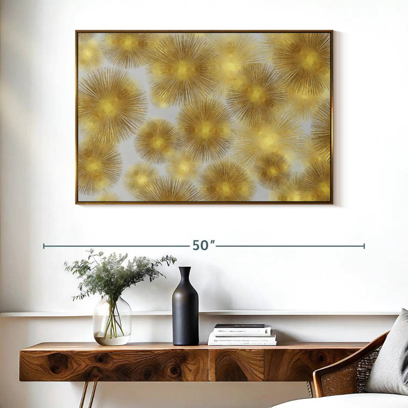 Sunburst Cluster, Cadre flottant doré, 40 po x 27 po
