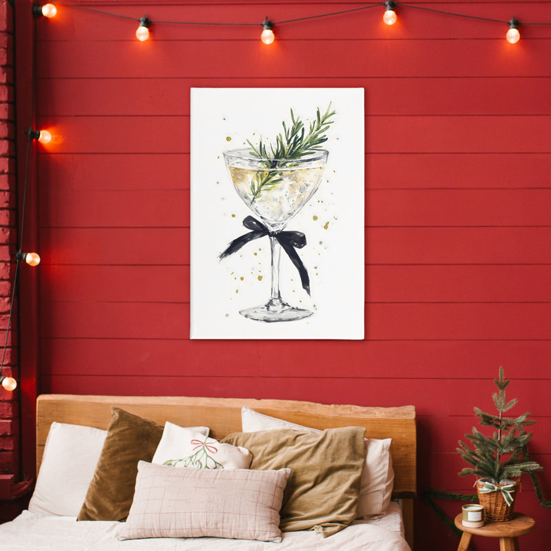 Cocktail de Noël avec toile de brindille de sapin, design par Petal Prints Design, H 45 po x l 30 po