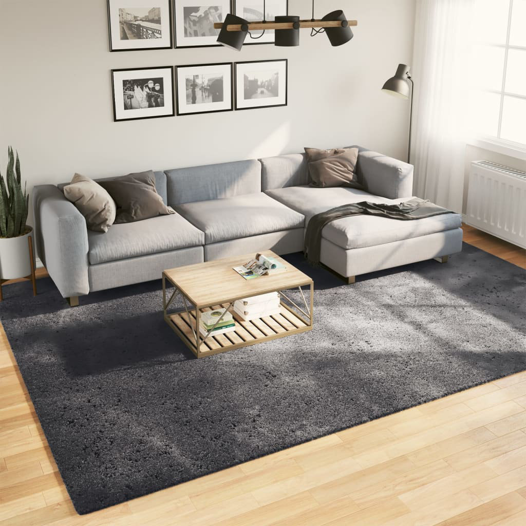 Rug "HUARTE" Short Pile Soft and Washable Anthracite