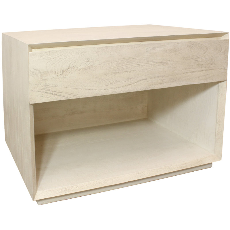 24" Natural Solid Wood One Drawer Nightstand
