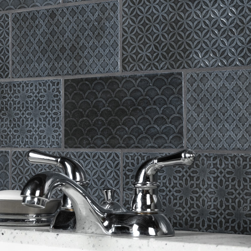 Camden 8" x 4" Ceramic Patterned Subway Tile, Beige