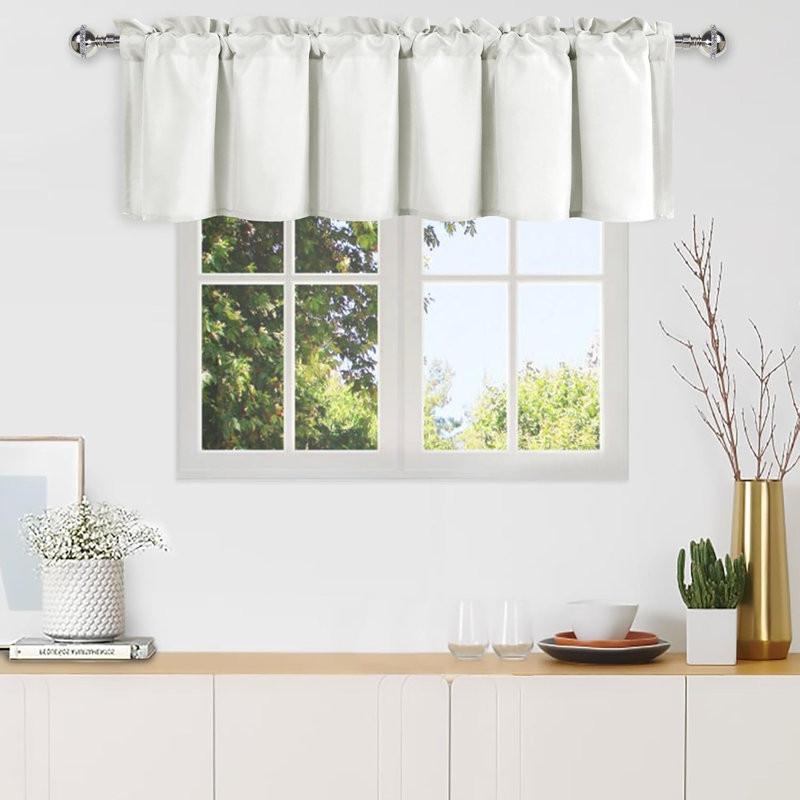1 Panel Valance Curtains for Living Room, Kitchen Valance for Windows, Basement Window Curtains, 60 X 18 Inch, Ivory