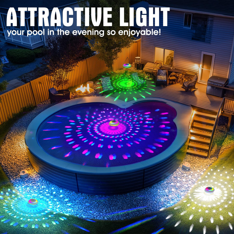 Floating Pool Lights,9000Mah Rechargeable Pool Lights With Remote,Pool Light That Float IP68 Waterproof, Colour Changing Swimming Pool Lighting,Pool Floating Light For Inground Above Ground Pools-2PCS