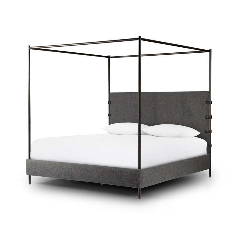 Anderson Upholstered King Canopy Bed, King, Knoll Charcoal