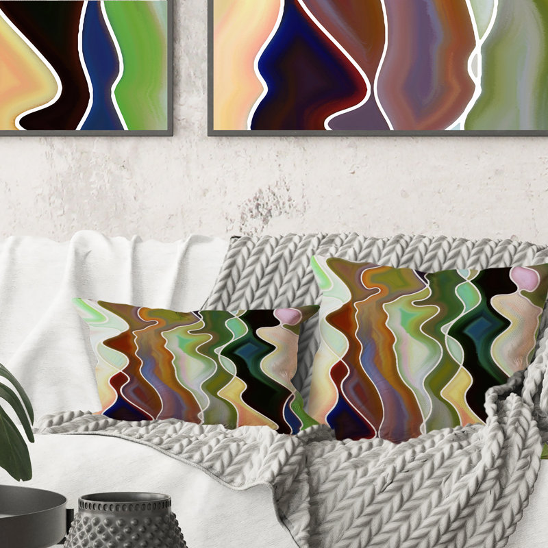 Coussin décoratif abstrait à imprimé floral abstrait et courbes féminines abstraites