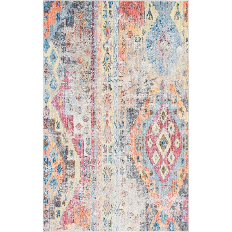 Tapis arc-en-ciel de style sud-ouest Mulvaney, Rectangle 2 pi 2 po x 3 pi