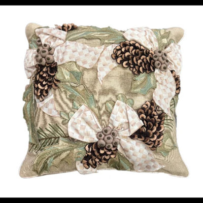 Mocha Holly Holiday Throw Pillow