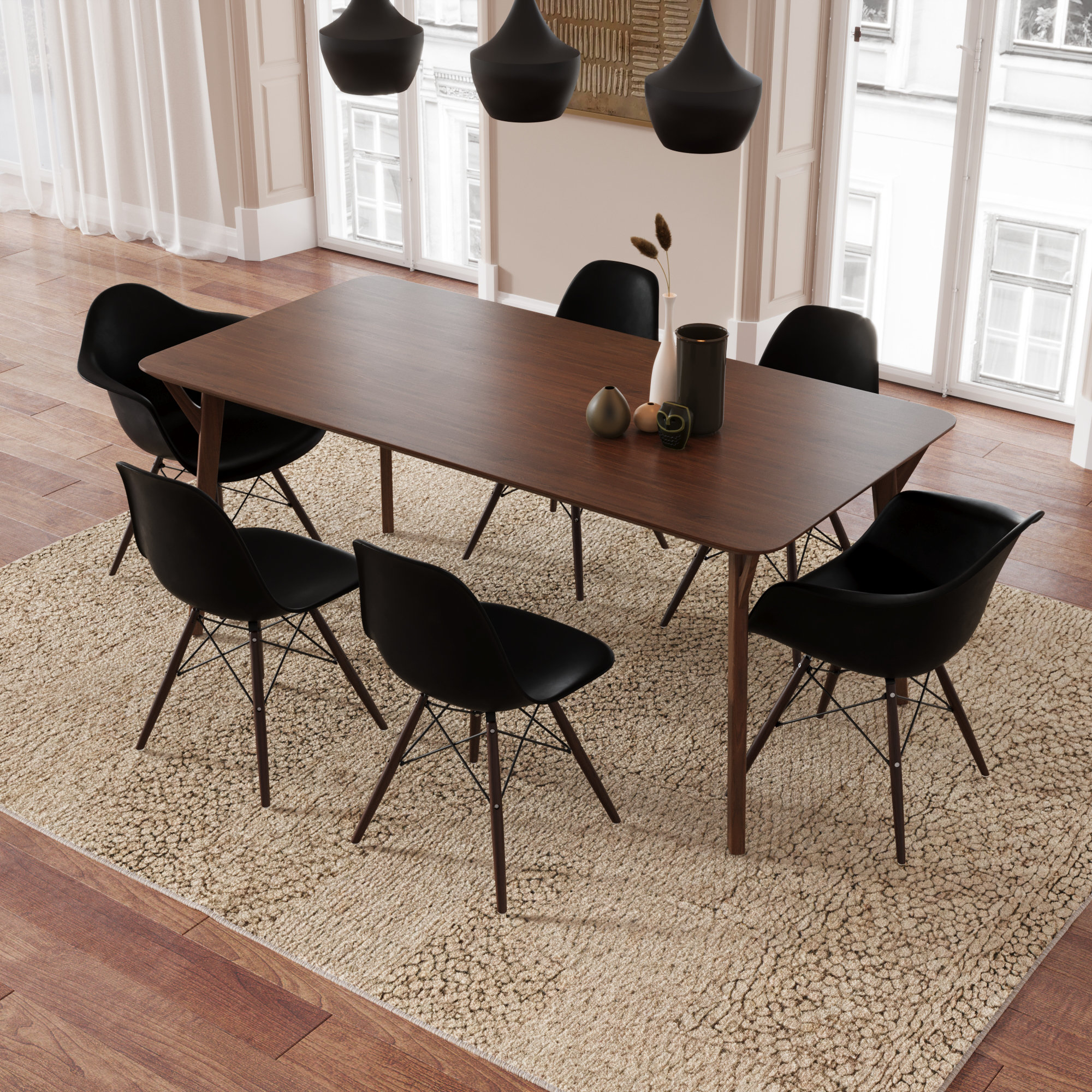 Jordan Side Chair, Walnut, Black