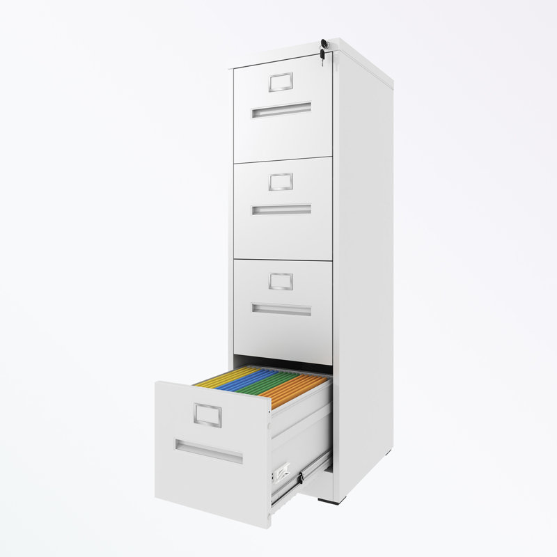 metal frame File Cabinet with 4 Drawers and Lock, White