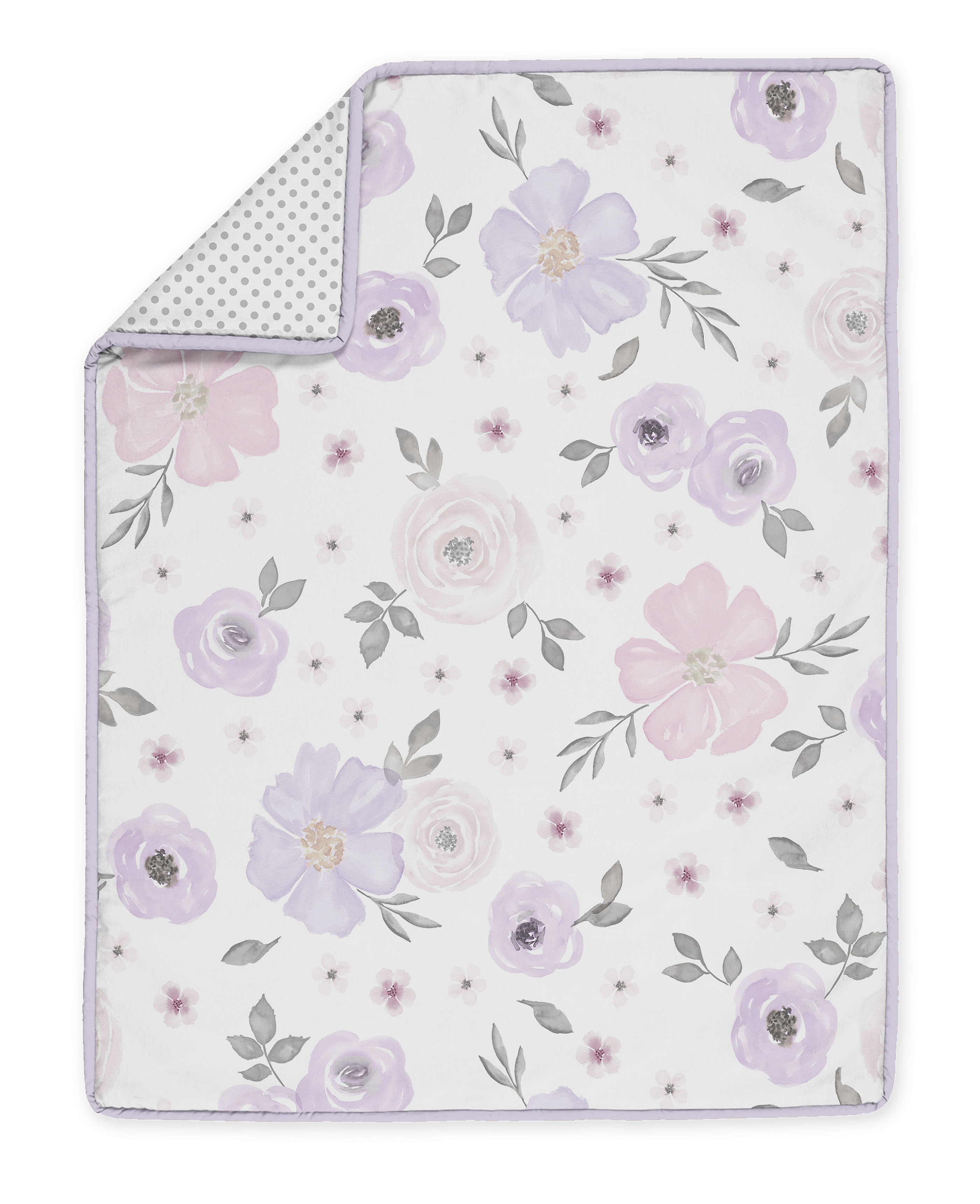 Sweet Jojo Designs Watercolor Floral Lavender and Grey Piece