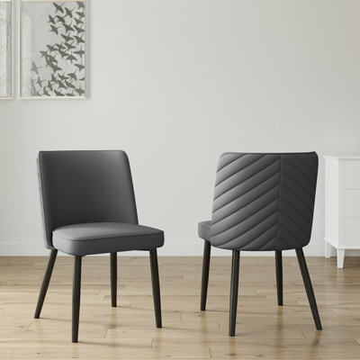 Aamarion 48cm H Polyester Blend Upholstered Upholstered Back Parsons Chair in Grey