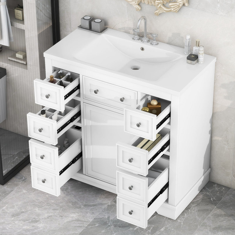 Meuble-lavabo simple 36,09 po avec comptoir en céramique Grethel