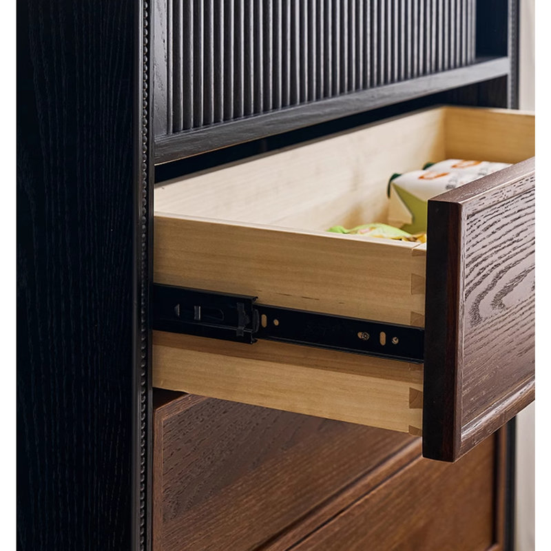 Color Blocked Rolling Shutter Door Accent Cabinet