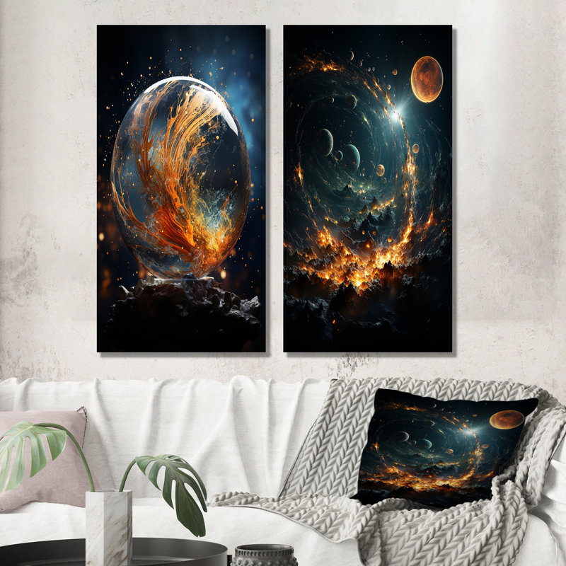 Galaxies Planets "Galaxies Planets" 2 - Pièces sur, Toile tendue, H 20 po x l 24 po