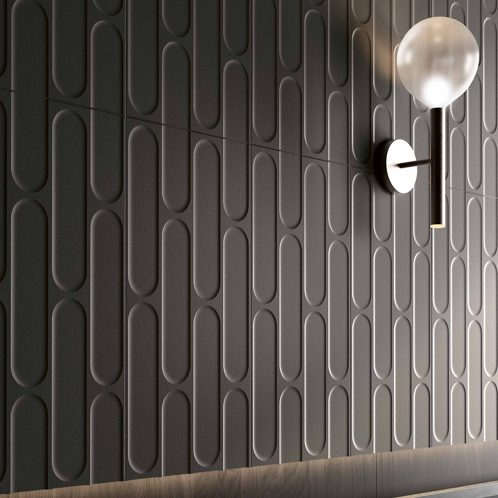 Biscotti 12" x 24" Wall Tile, Pece Black