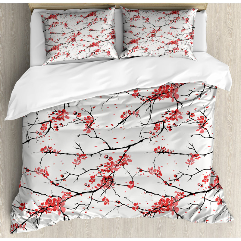 Floral Traditional Polyester Duvet Cover, King Duvet Cover + 2 Pillow Sham, Floral 2