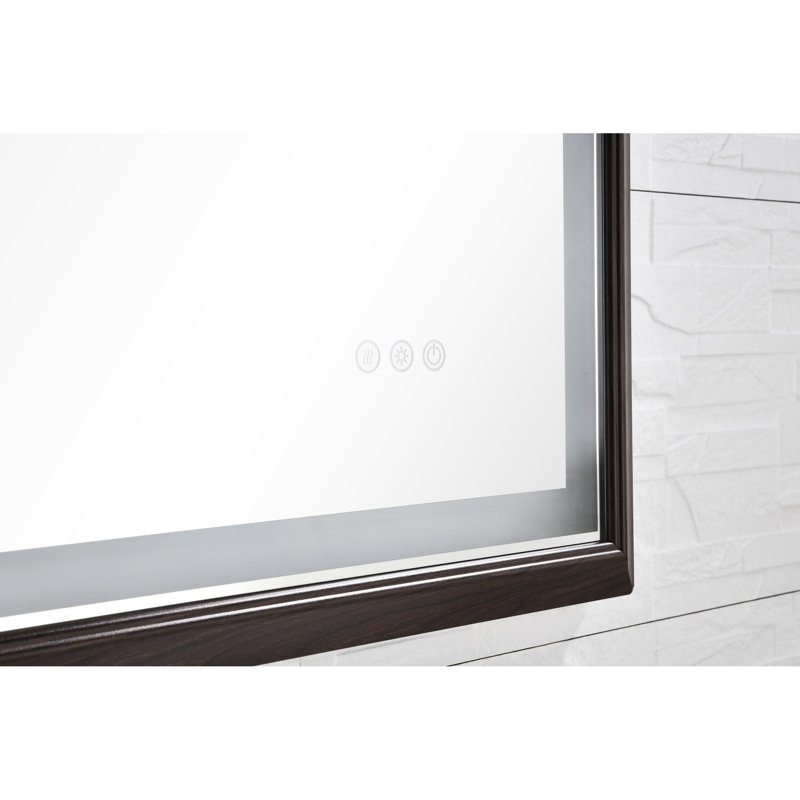 Miroir de salle de bain multifonctionnel avec lumières DEL - Contrôle tactile intelligent, température de couleur réglable, désembuage, brun, aluminium, P 40 po, l 24 po, H 1,5 po, meuble-lavabo multifonctionnel de 21,1 lb