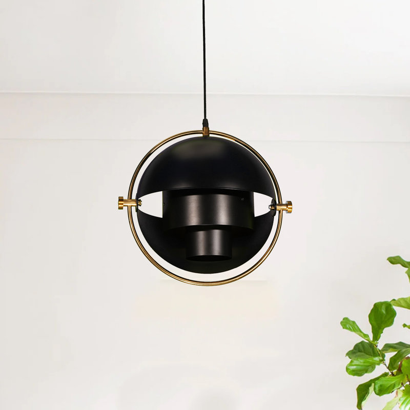 Lustre noir à tête simple en métal, 4 formes uniques