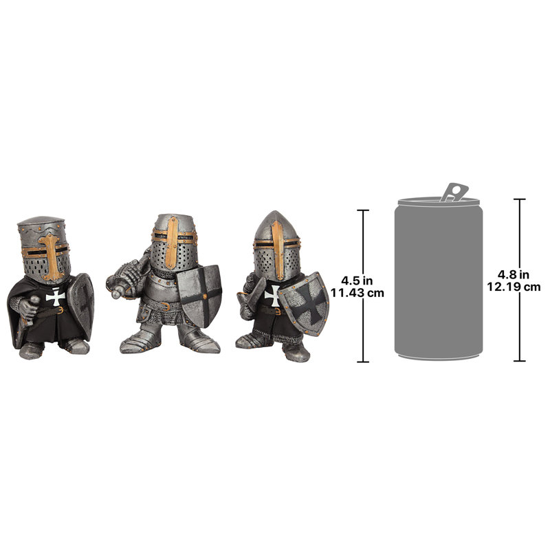 3 Piece Mini Medieval Crusader Knights Figurine Set