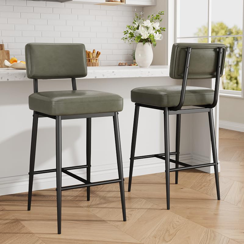 Counter Stool with Metal Frame, Green