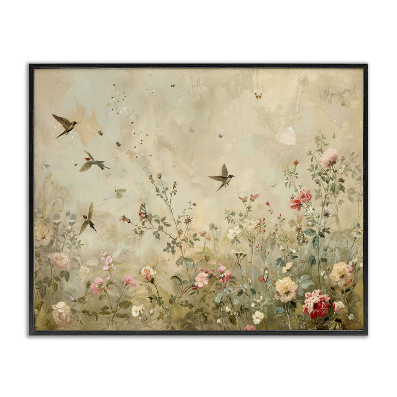 «Stupell Industries Swallows in Flower Meadow», estampe numérique par Arlington Prints, H 11 po x l 14 po