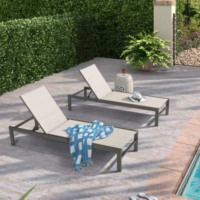 Gerber 77" Long Aluminum Reclining Chaise Lounge Chairs Padded with Quick Dry Foam