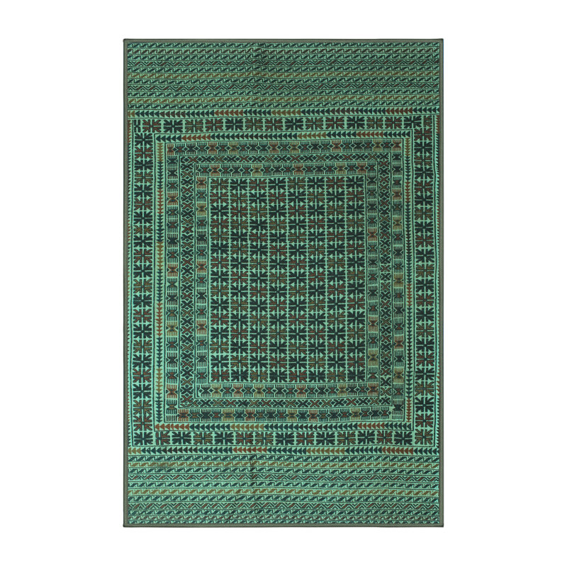 Tapis bleu sarcelle / gris, Rectangle 3 pi x 5 pi