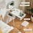 Ridaa Small Makeup Vanity Table Set with 3 Modes Brightness Adjustable Lighted Mirror, Compact Vanity Desk with Charging Station & Cushioned Stool, Dressing Table for Bedroom Apartment with Storage Drawer, for Kid Gift-100082106