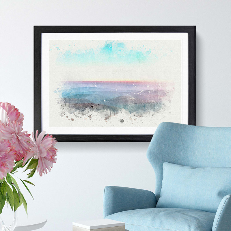 Over the Mountains in Poland in Abstract - Picture Frame Painting Print, Black Framed, 48cm H x 65cm W x 2cm D