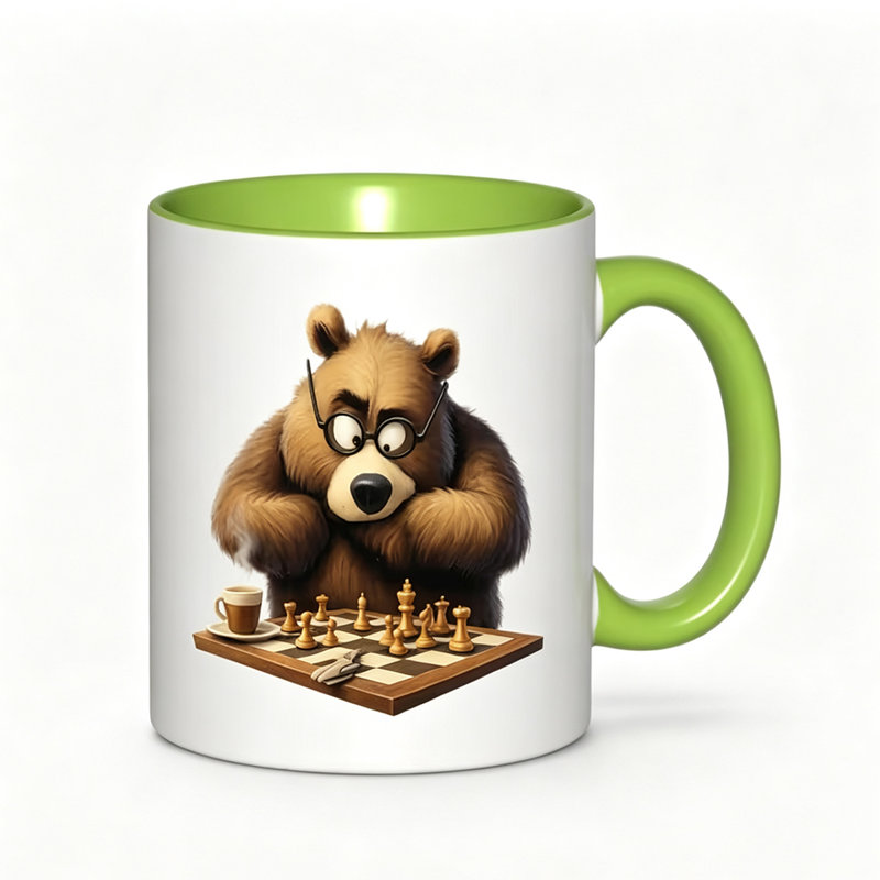 A Single Ceramic Coffee Mug Featuring a Unique Chess Illustration Logo, Perfect for Enjoying Tea, Milk, Or Water.
