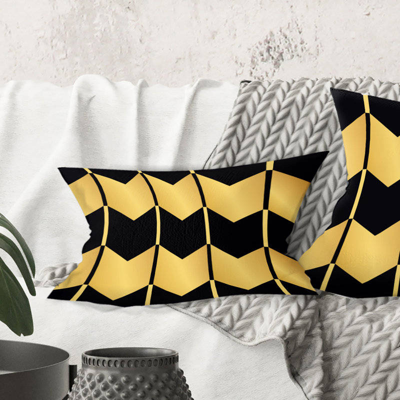 Coussin Golden Luxury Geometrics V - Mid-Century Modern Printed