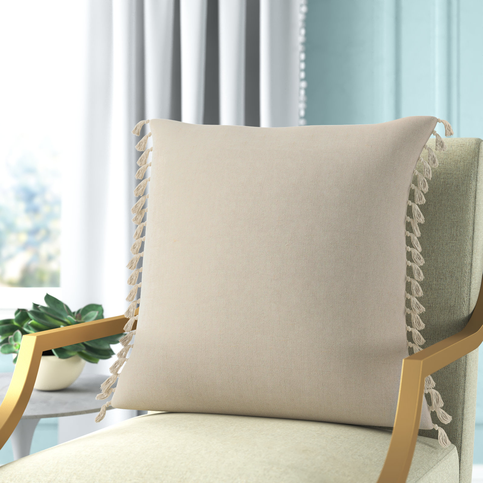 Sharron Square 100% Linen Pillow, Pillow Cover Only - No Insert, Feather Gray
