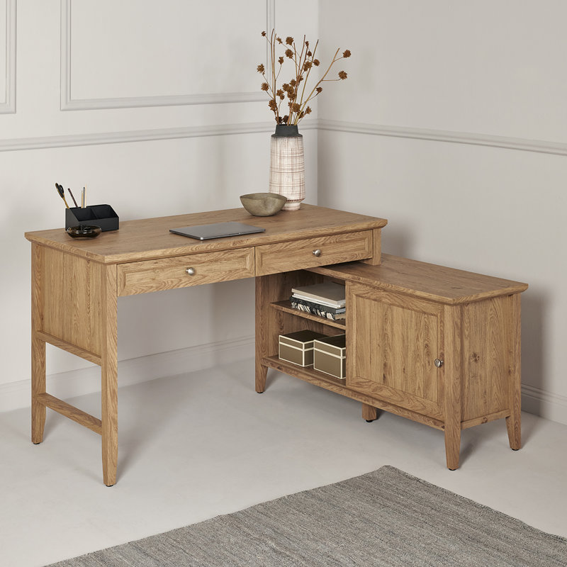 Penstemon C 145 E L-Shaped Desk with Cabinet, Brown