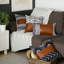 Ensemble de 2 housses de coussin en similicuir brun vif