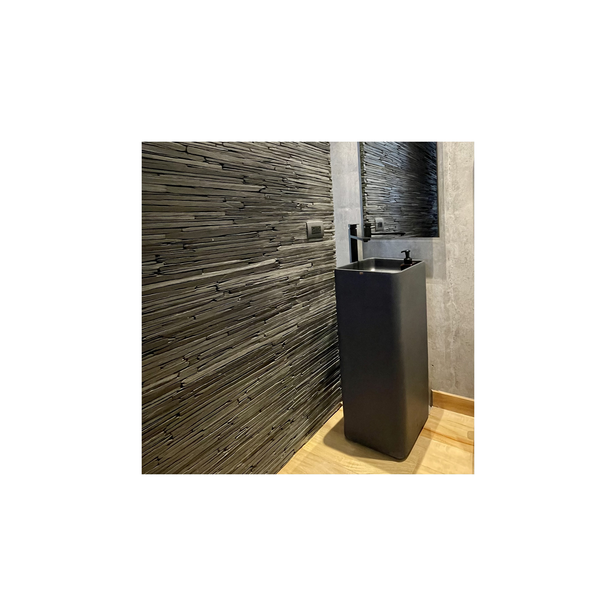 Fladd Concrete Handmade Bathroom Sink, Coal Black