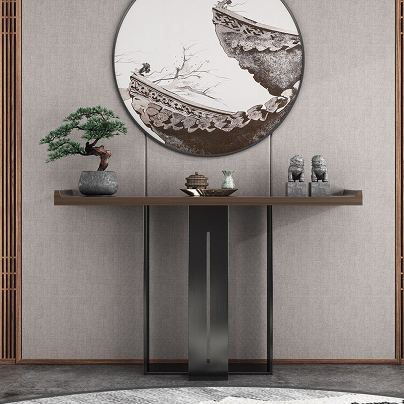 Console en bois de style moderne, H 33,4 po x l 70,8 po x P 13,7 po, Brun, Gris