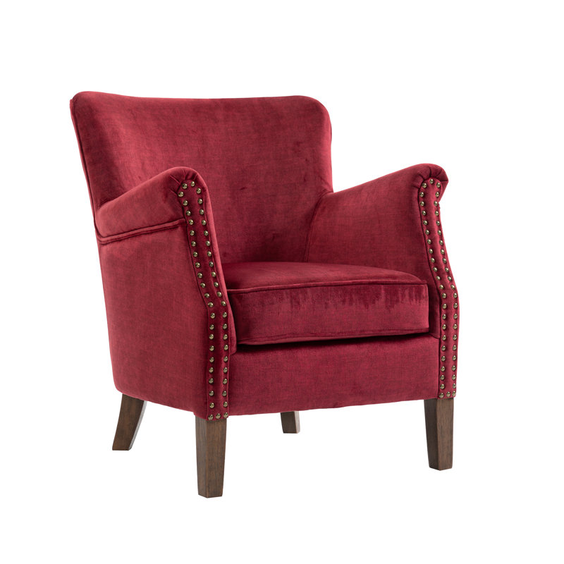 Velour Upholstered Armchair, Bordeaux