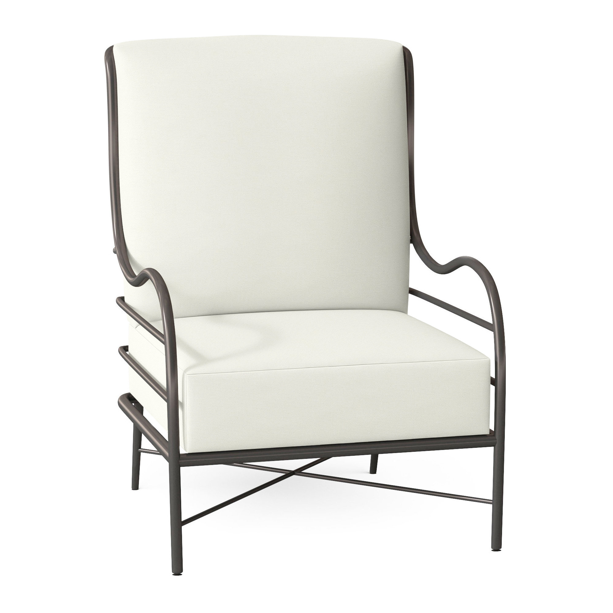 Carmel Wrought Aluminum Outdoor Lounge Chair, No Welt, Natural White