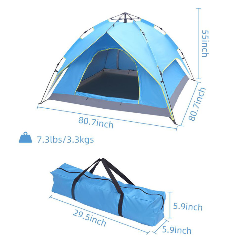 Tente de camping automatique pour 3 personnes