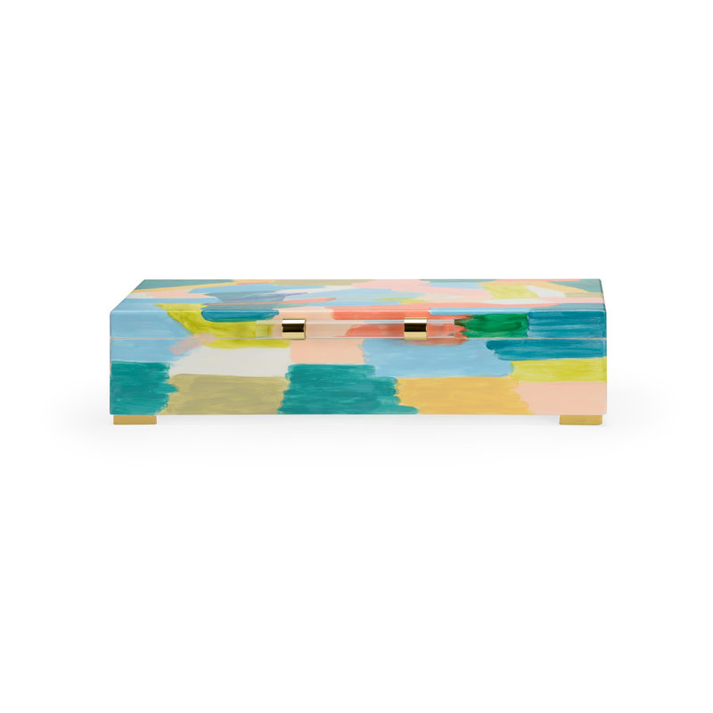 Multicolor Hand-Painted Decorative Box with Acrylic Handle