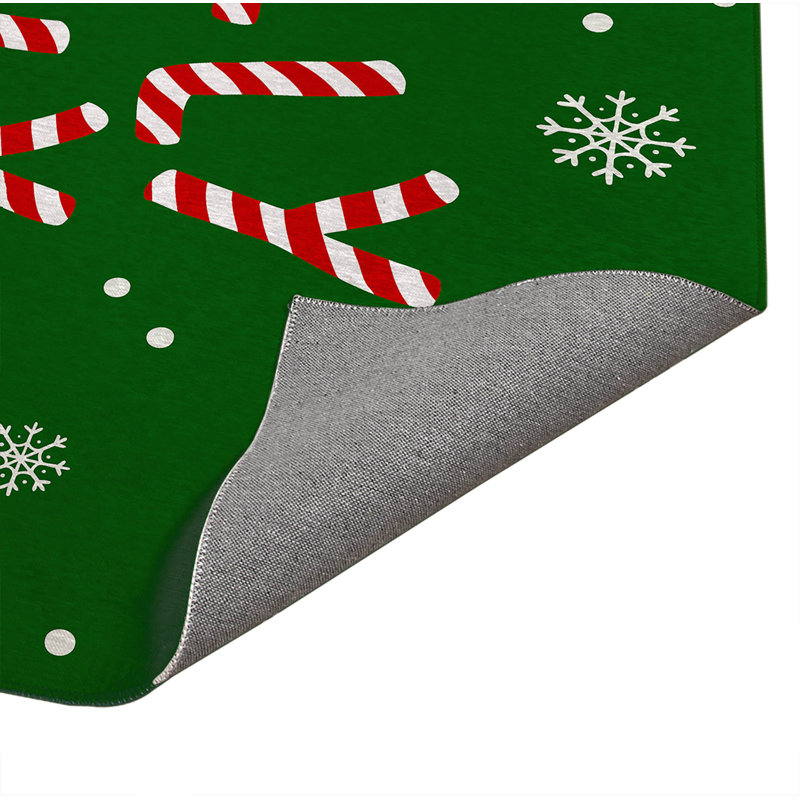 Tapis de cuisine Holly Jolly, Rectangulaire 3 pi x 5 pi, Vert